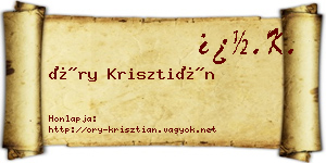 Őry Krisztián névjegykártya